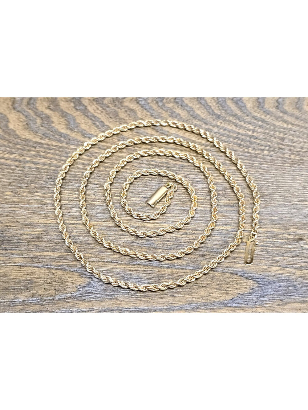 Vintage Gold Tone 3mm Rope Necklace 30 Inches